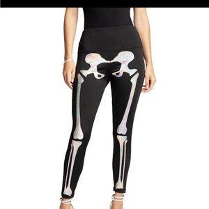 TIPSY ELVES SHIMMER Skeleton HIGH WAISTED Black Leggings LARGE NWT